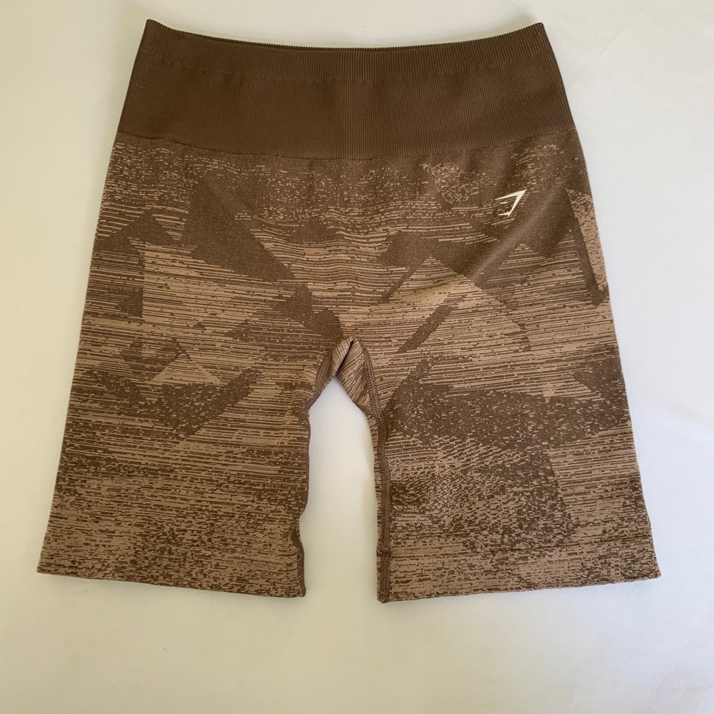 Gymshark Biker Shorts Womens Large Brown Camo Seamless High Waist Gym Training‎